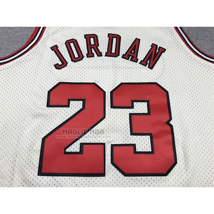 Maglia
 Michael Jordan NO 23 Chicago Bulls Mitchell & Ness Chainstitch Crema
